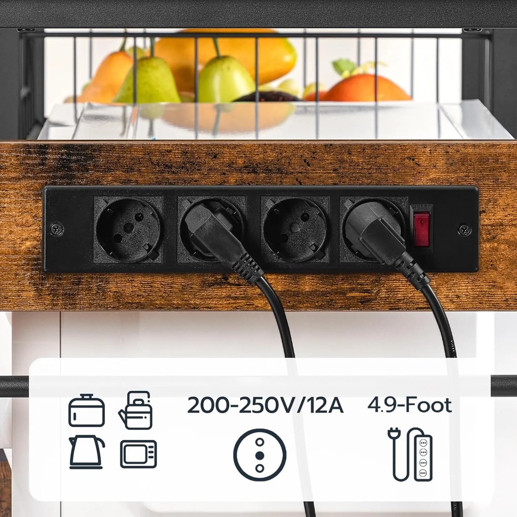 Kuchynský regál Vasagle Emmi 90 cm so zásuvkami hnedý/čierny
