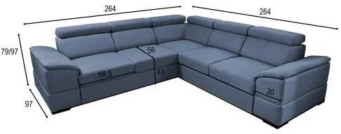 Univerzálna rohová rozkladacia sedacia súprava s úložným priestorom GRANADA modrá