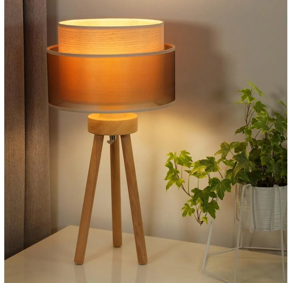 Duolla Duolla - Stolná lampa WOOD BOHO 1xE27/15W/230V medená/hnedá/béžová DU604109