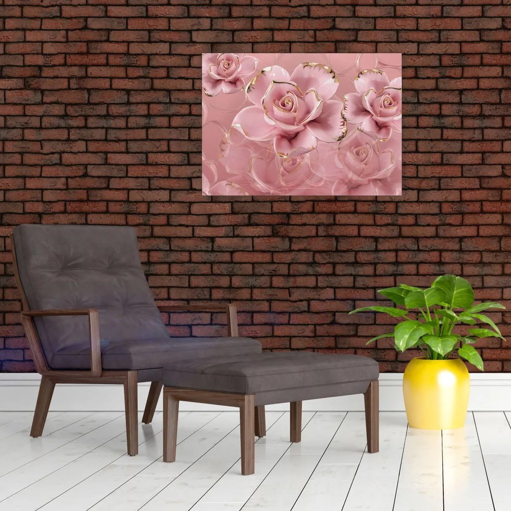 Sklenený obraz - Kvetinový dekor (70x50 cm)