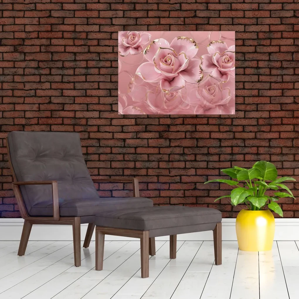 Sklenený obraz - Kvetinový dekor (70x50 cm)