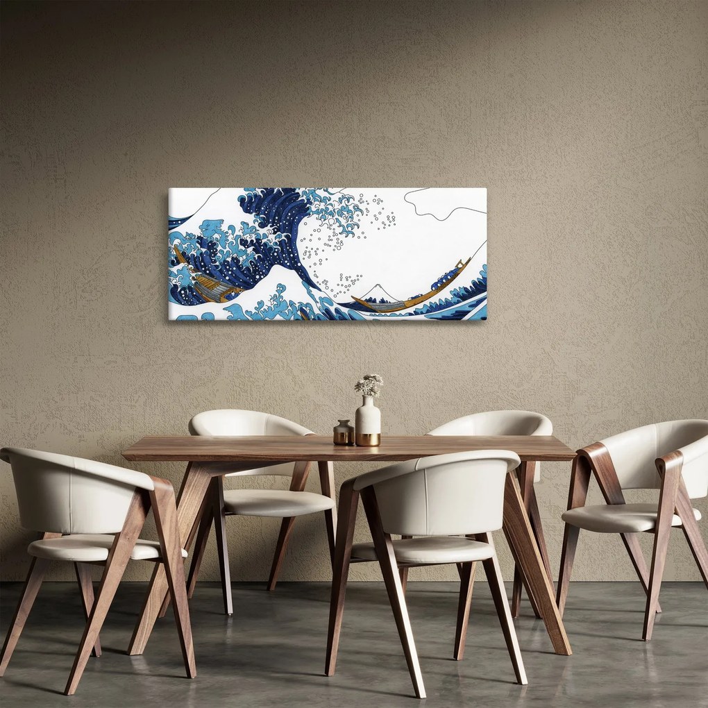 Obraz - Japonská kresba, vlny (120x50 cm)