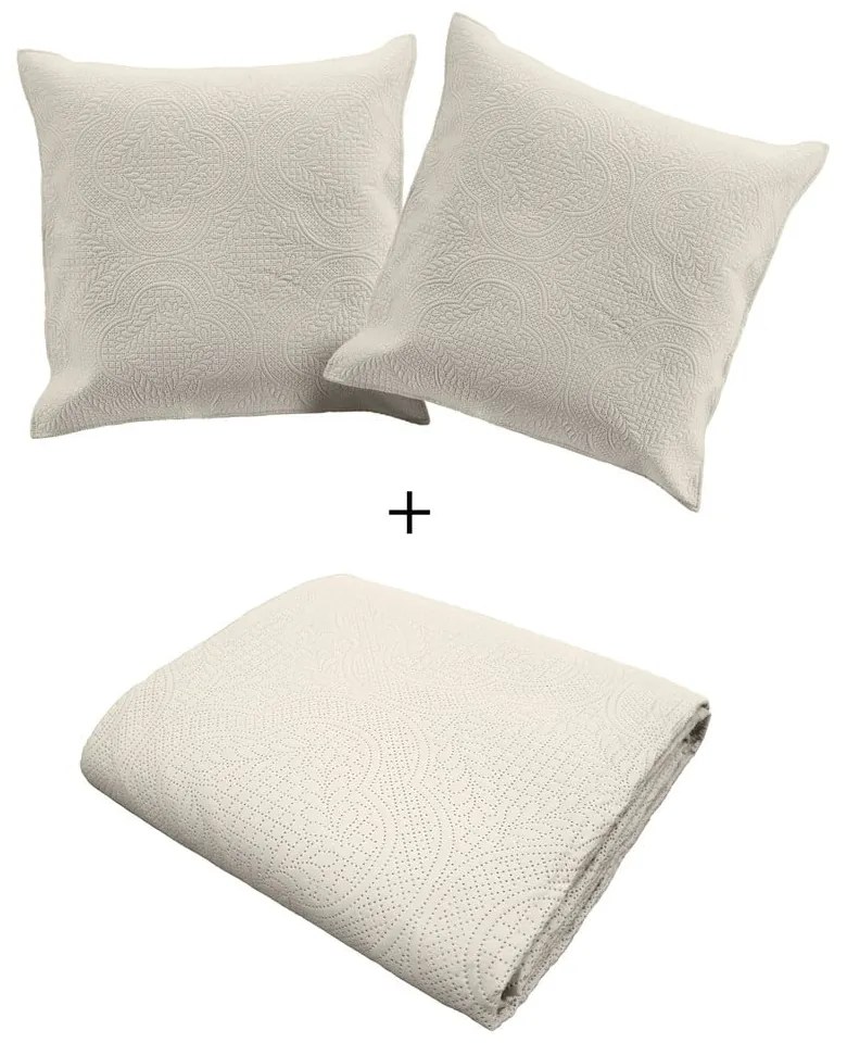 Krémová súprava prikrývky a obliečky na vankúš z mikrovlákna 240x260 cm Romane – douceur d'intérieur