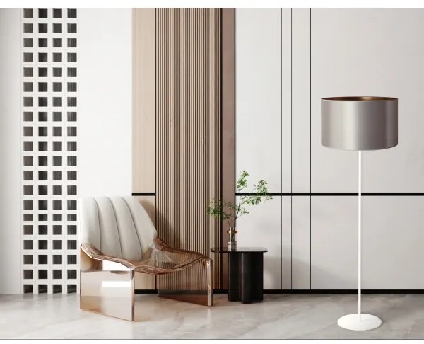 Duolla - Stojacia lampa CANNES 1xE27/15W/230V pr. 45 cm strieborná/medená/biela