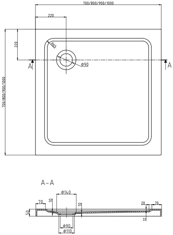 Mexen Rio, sprchovací kút s posuvnými dverami 90x90x190 cm, 6mm číre sklo, čierny profil, biela sprchová vanička SLIM, 860-090-090-70-00-4010