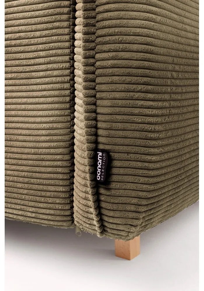 Zelená menčestrová rozkladacia rohová pohovka (ľavý roh/do tvaru "U") Tori – Bonami Selection