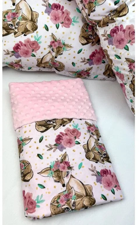 Deka Srnka biela/minky ružová 60x70 cm