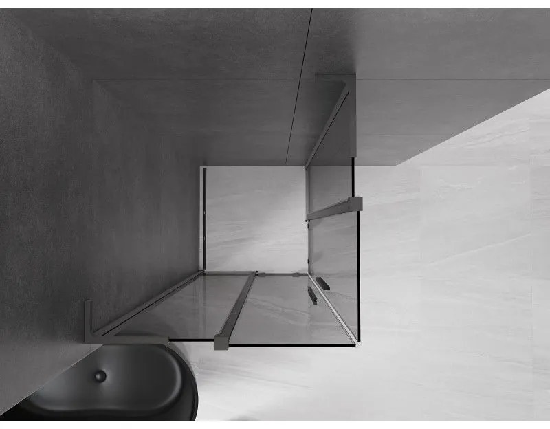 Mexen Velar L Duo, sprchový kút s posuvnými dverami 90 x 90 cm, 8mm šedé sklo, brúsený grafit, 871-090-090-02-43-95