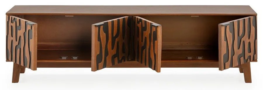 Hnedý TV stolík z mangového dreva 180x50x40 cm Kantu – MOME