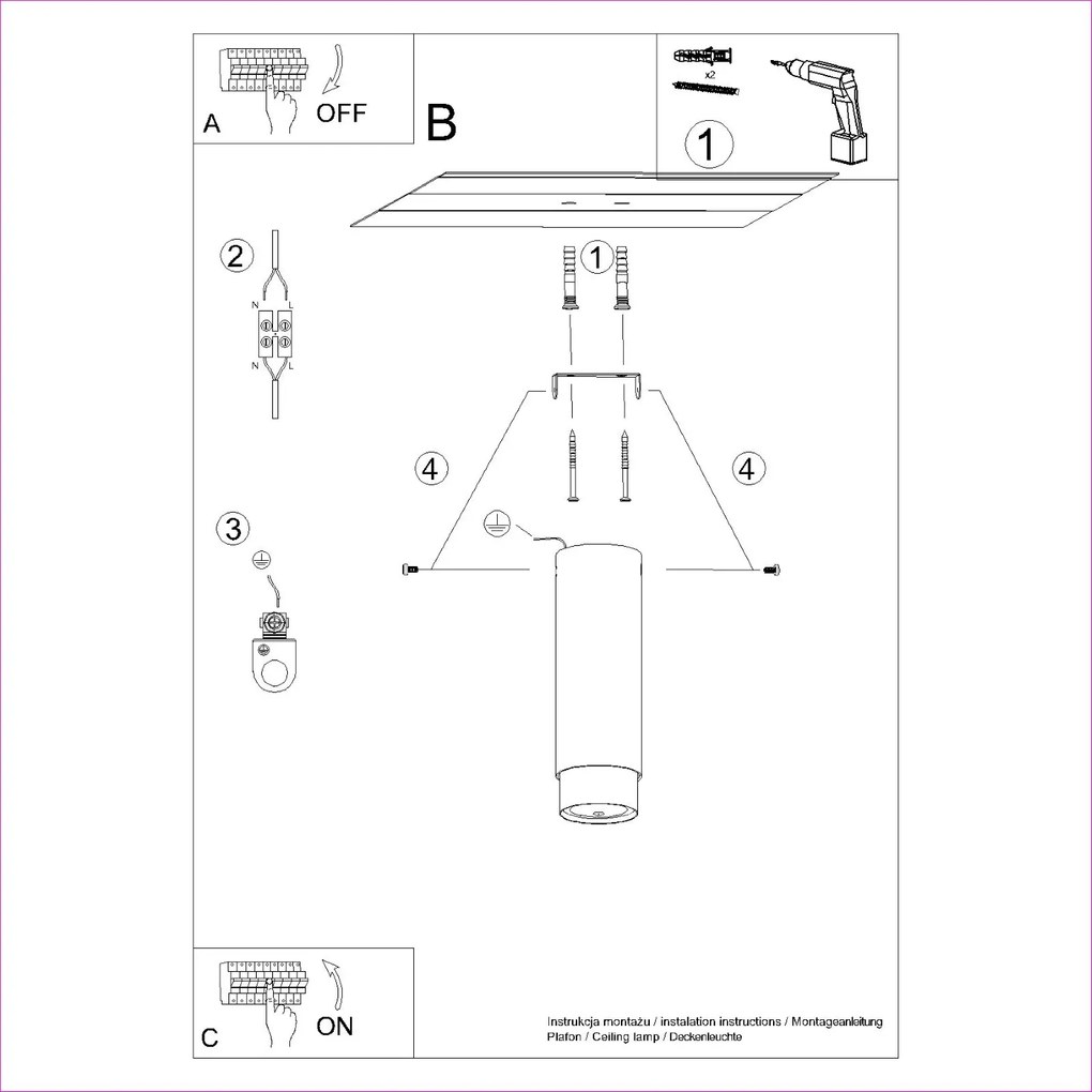 Stropné svietidlo Nero, 1x čierne kovové tienidlo, (22,5 cm), ch