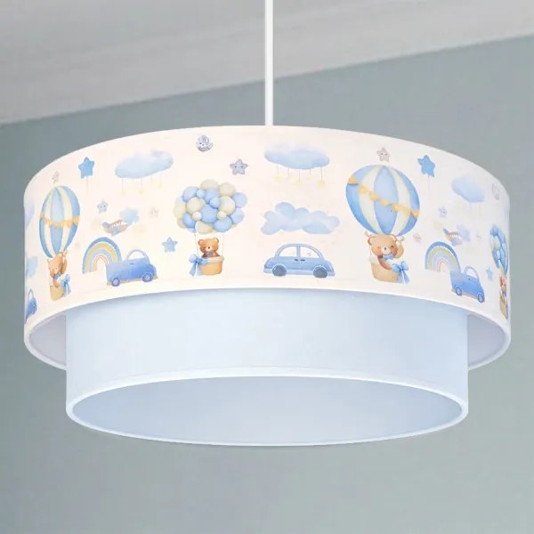 Brilagi-LED Detský luster na lanku BOBO 1xE27/60W/230V pr.40 cm krém./modrá/medvedík
