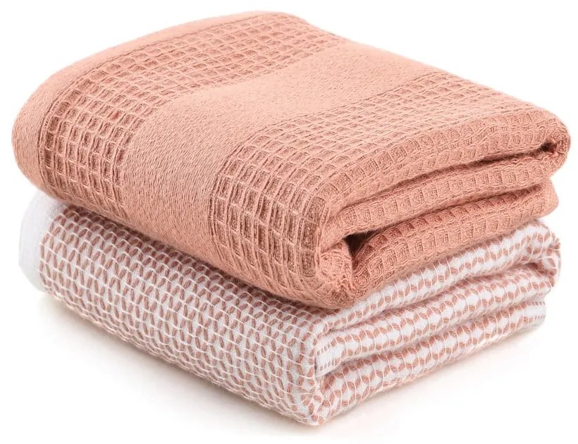 Vaflové uteráky v lososovej farbe v súprave 2 ks 40x60 cm Betty – Foutastic