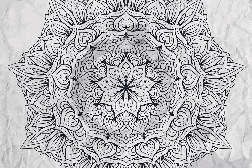 Samolepiaca tapeta jemná abstrakcia kvetu v čiernobielom prevedení