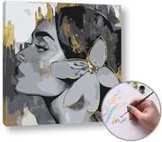 Maľovanie podľa čísel ŽENA S KVETOM VO VLASOCH – nízka náročnosť