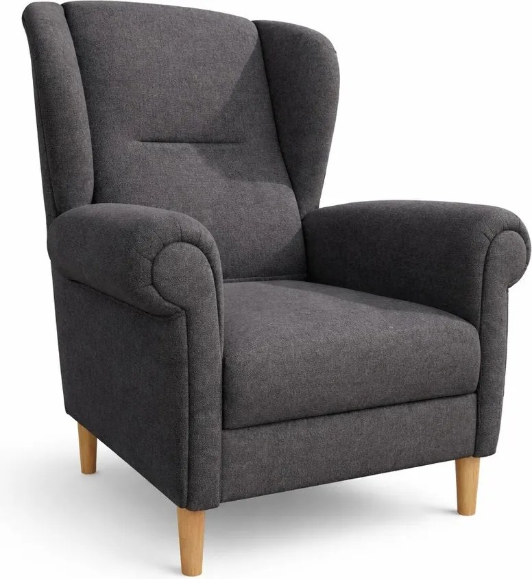 Tmavosivé kreslo ušiak Swan – Ropez