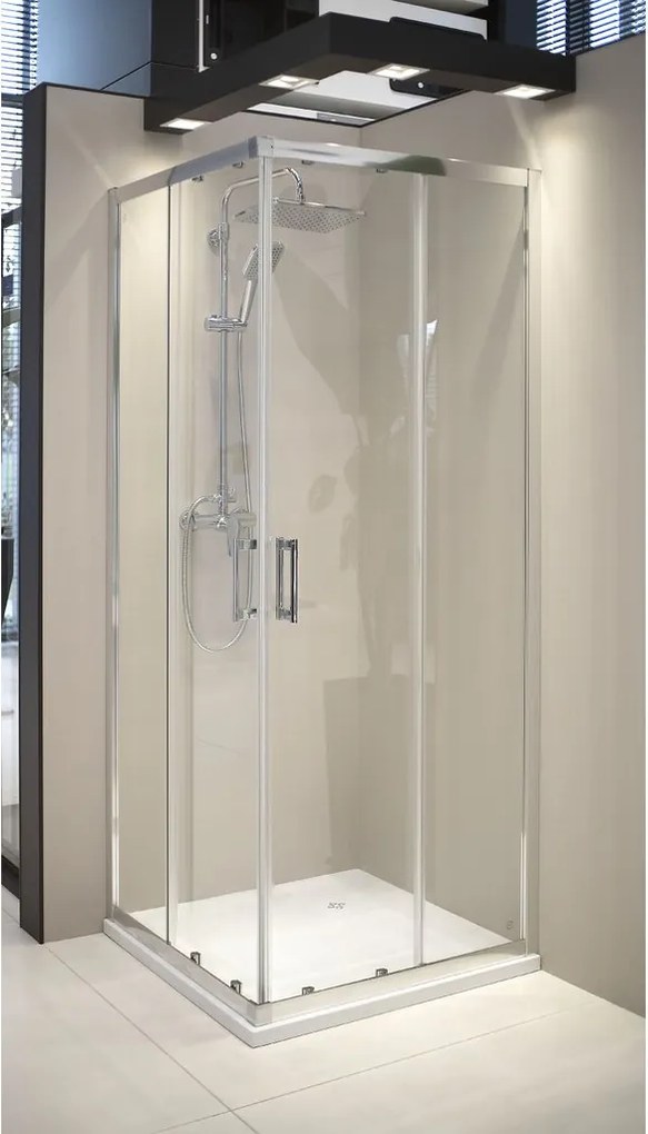 Deante Štvorcový sprchový kút Funkia Evo 90x90 cm - KYCP0099P, chróm + sprchová vanička biela