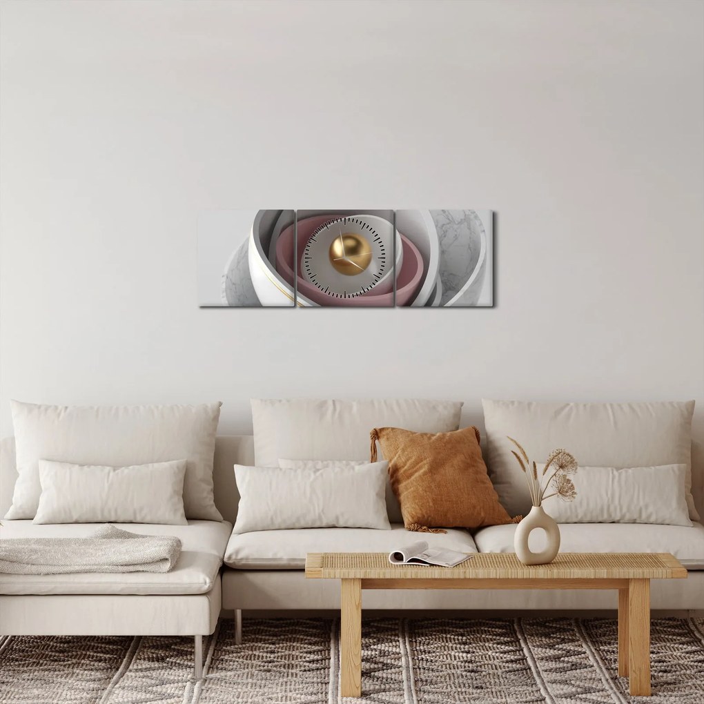 Obraz - Zlatá perla (s hodinami) (90x30 cm)