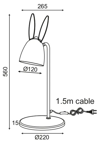 ACA DECOR Detská stolná lampička BUNNY - Zajačik max. 40W/E27/230V/IP20, ružová