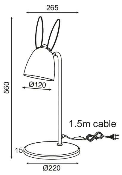 ACA DECOR Detská stolná lampička BUNNY - Zajačik max. 40W/E27/230V/IP20, ružová