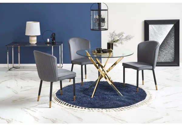 Jedálenský stôl ESTEN číry/zlatý