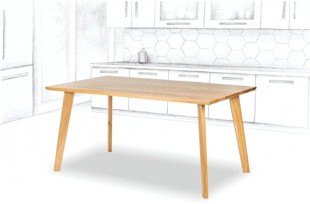 Wooded Jídelní stůl Azura z masivu DUB Velikost stolu: 160 x 90 cm, Hrana stolu: Švýcarská (zkosená)