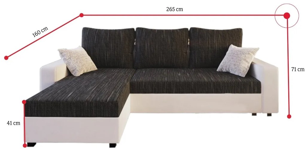 Rohová sedacia súprava POLISE, 265x71x16, kornet 10/dolaro 511/kornet 18