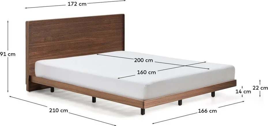 Hnedá dvojlôžková posteľ z brezového dreva s roštom 160x200 cm Norlen – Kave Home