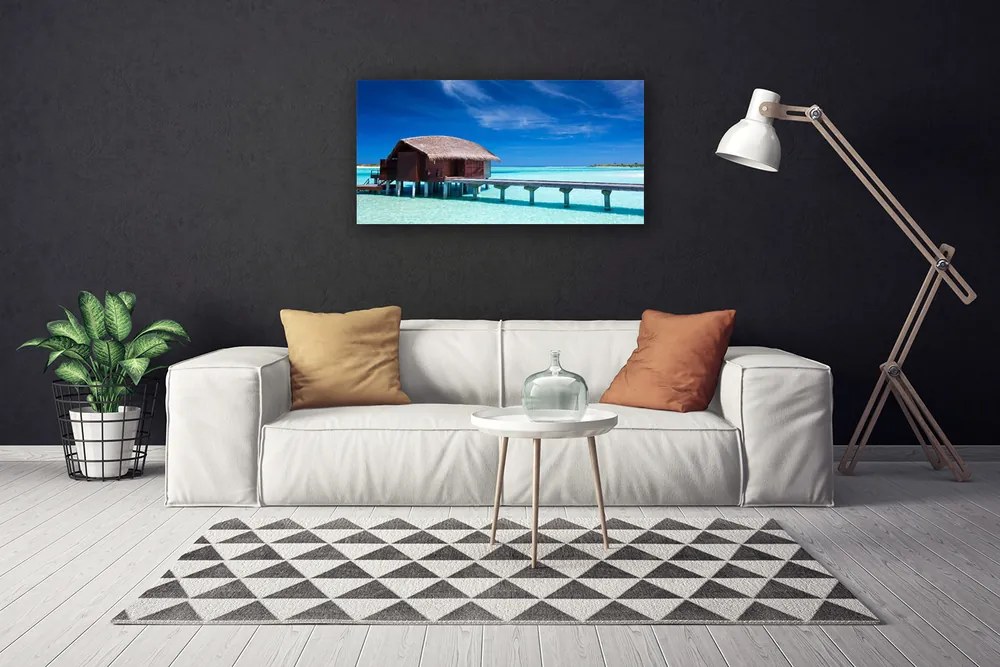 Obraz na plátne More pláž dom architektúra 100x50 cm