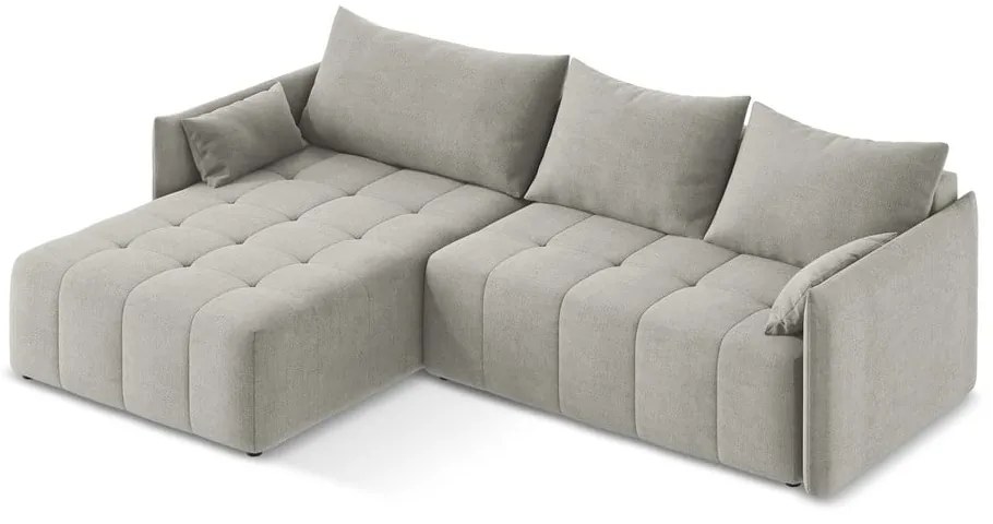 Svetlosivá rozkladacia/s úložným priestorom rohová pohovka (ľavý roh/s leňoškou) Moku – Makamii