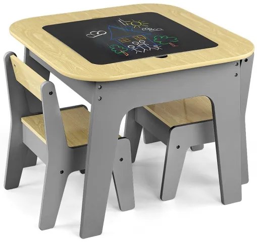 Detský stôl Olaf Blocks tmavosivý s dvoma stoličkami