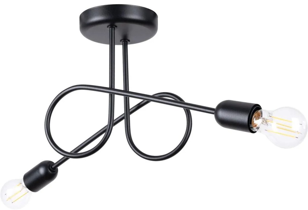 Sollux SL.1472 - Prisadený luster LOOP 2xE27/15W/230V čierna SLX1419