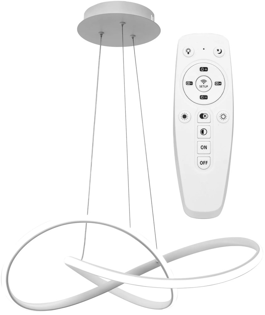 Toolight - Ring, LED závesné svietidlo + diaľkové ovládanie APP396-CP, biela, OSW-06912