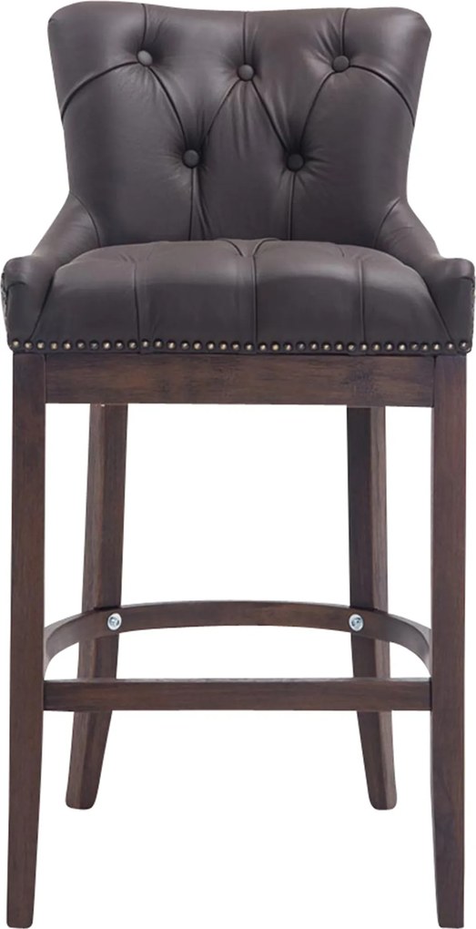 Barová stolička Buckingham - koža, drevené nohy tmavá antik - Hnedá