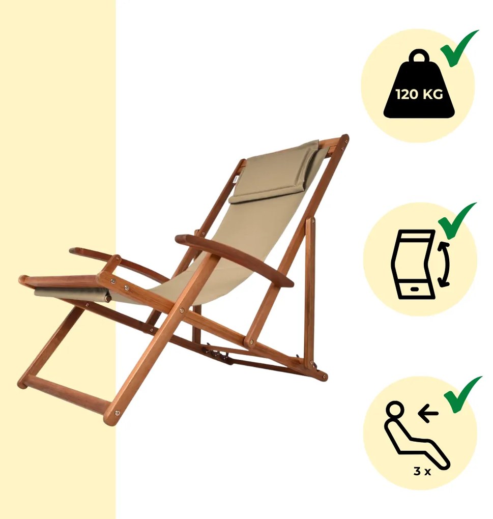 Záhradné lehátko SIENA, 65x87x102cm, bežová Jurhan