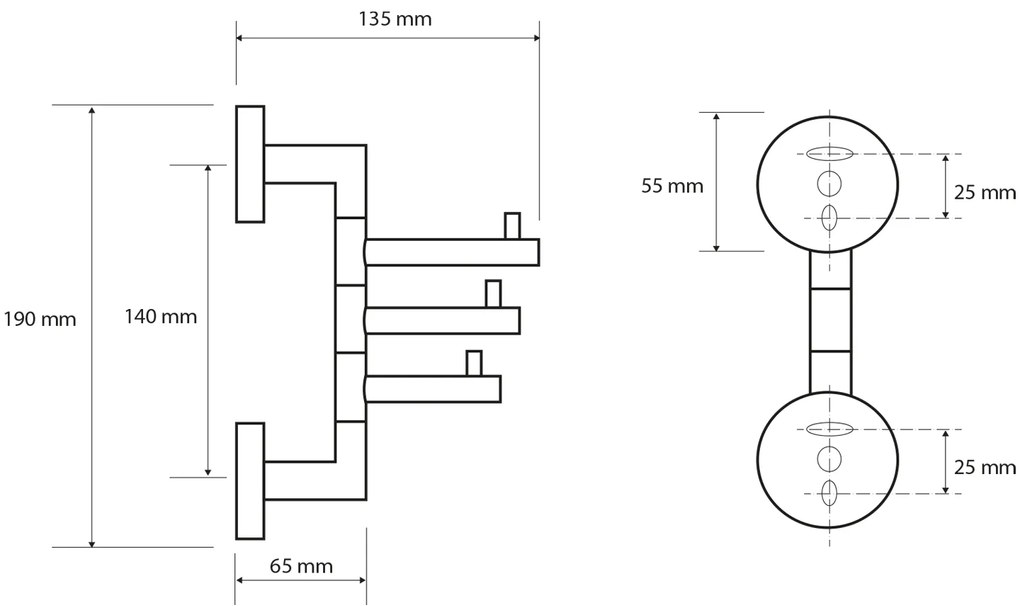 Sapho Sapho, X-ROUND trojháčik otočný, chróm, XR211