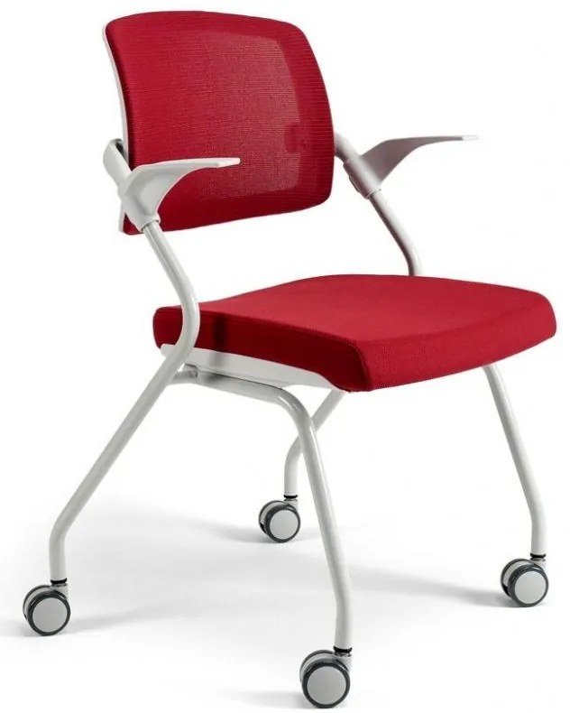 BESTUHL Konferenčná rokovacia stolička U20 WHITE červená na kolieskách