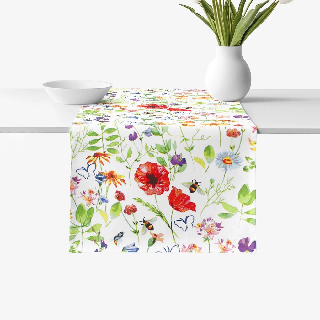Goldea behúň na stôl 100% bavlnené plátno - svieža letná lúka 50x120 cm