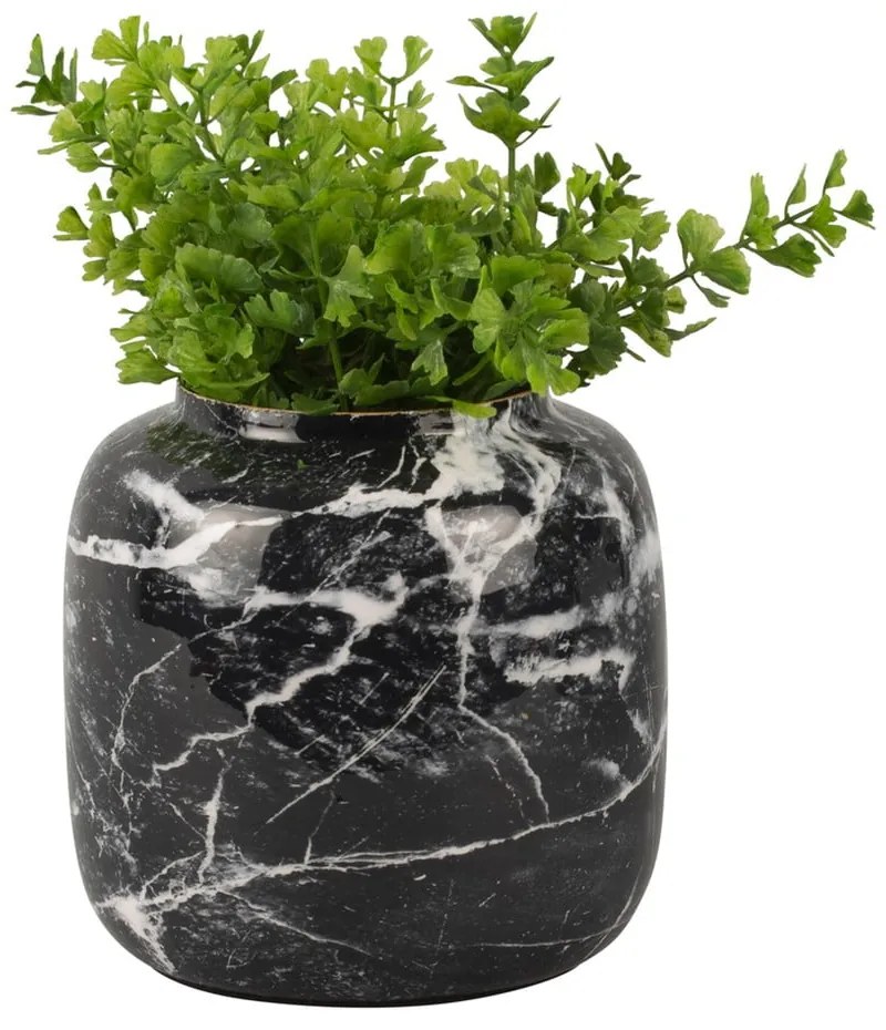 Čierno-biela železná váza PT LIVING Marble, výška 19,5 cm