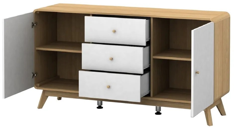 Nízka komoda v dekore duba v bielo-prírodnej farbe 140x75 cm Caitlin – Støraa