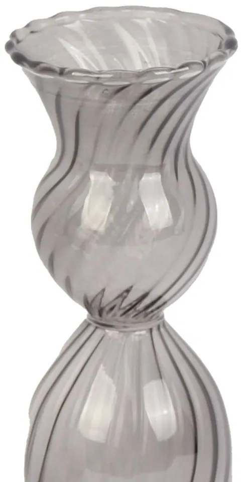 Sivý sklenený svietnik PT LIVING Swirl, výška 17 cm