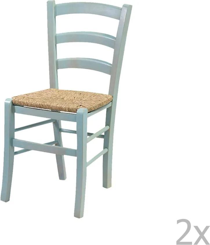 Sada 2 modrých stoličiek z masívneho dreva Crido Consulting Straw