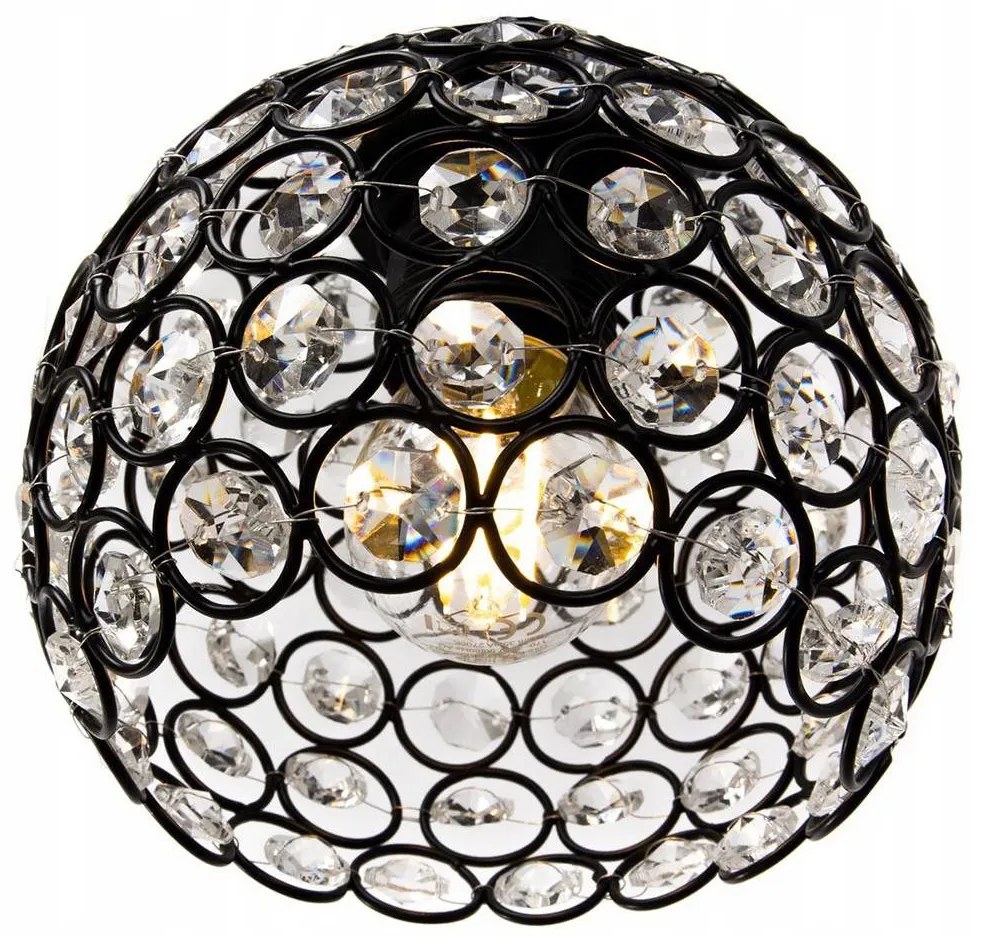 Stropné svietidlo Crystal, 1x čierne krištáľové tienidlo