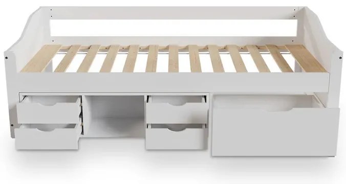 InternetovaZahrada Detská posteľ Nalu 90x200 cm s úložným priestorom - biela