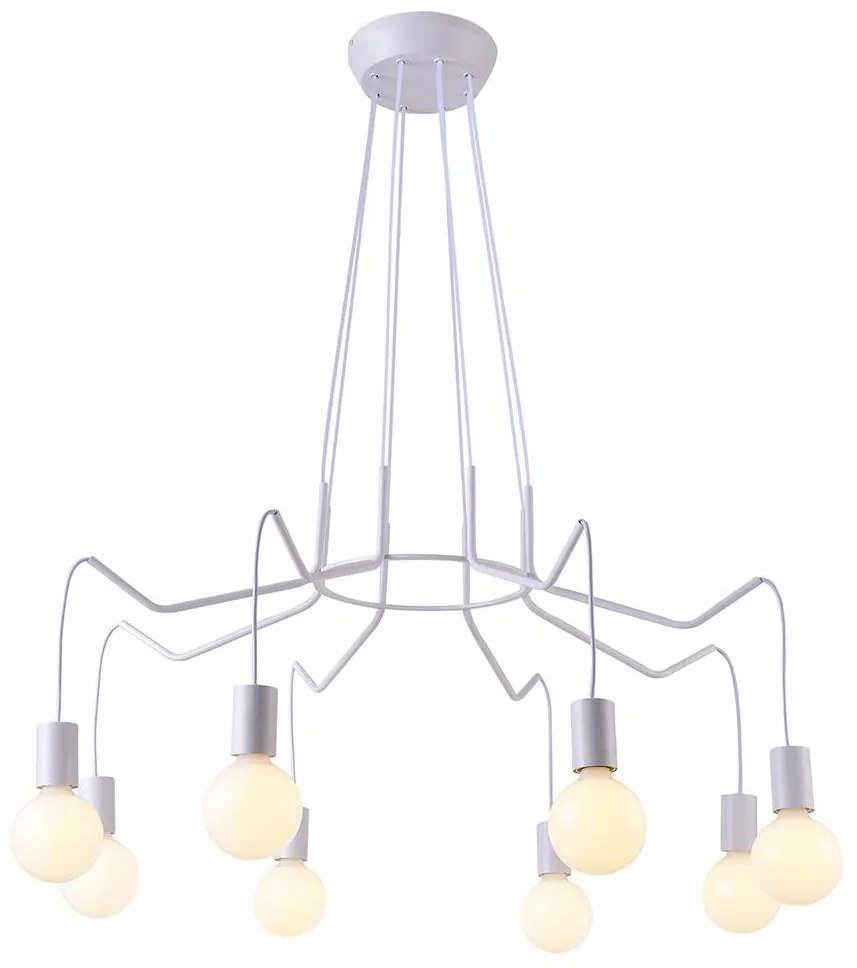 Luster na lanku BASSO 8xE27/40W/230V biela