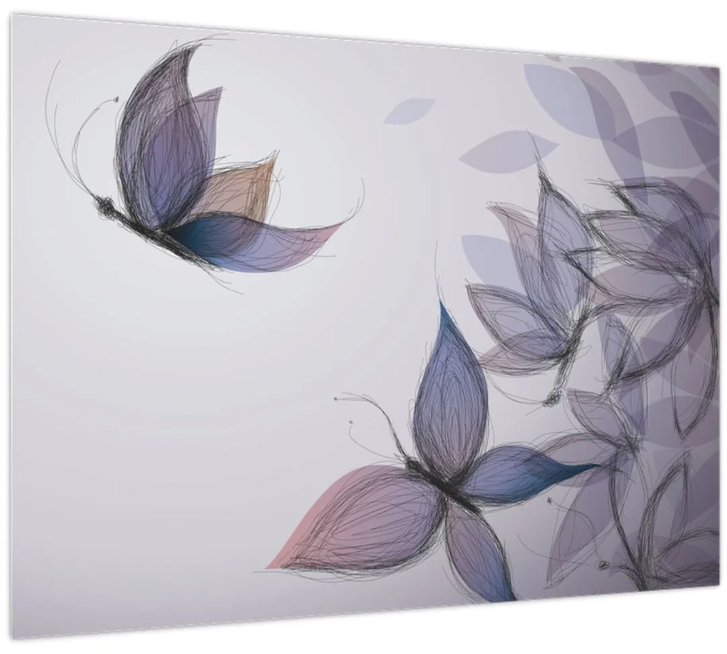 Obraz - Kreslené motýle (70x50 cm)