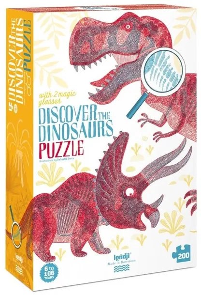 Londji Puzzle s lupami 200ks: Dinosaury