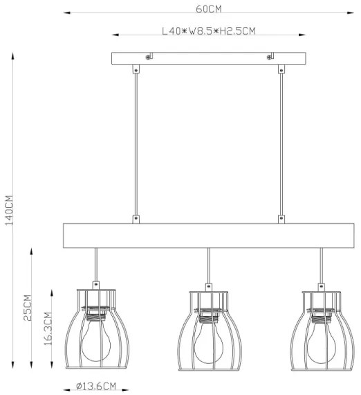 Globo 15326-3N - Luster na lanku MINA 3xE27/40W/230V