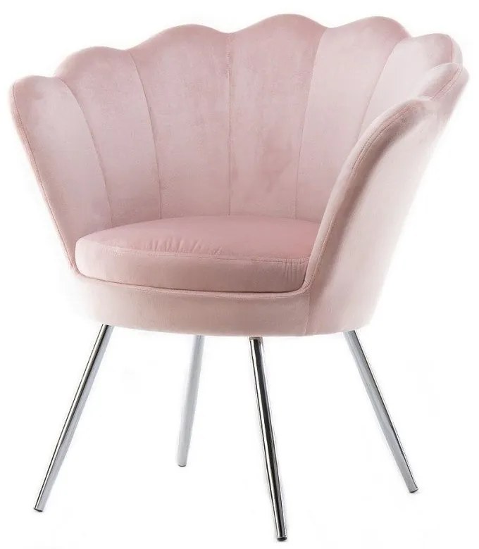 LuxuryForm DESIGN Kreslo FREY VELUR so striebornými nohami - ružové