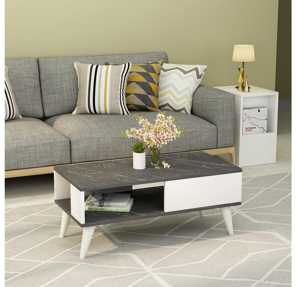 Konferenčný stolík Vavepu 2 (čierna + biela) . Akcia -19%. Vlastná spoľahlivá doprava až k Vám domov. 1093160