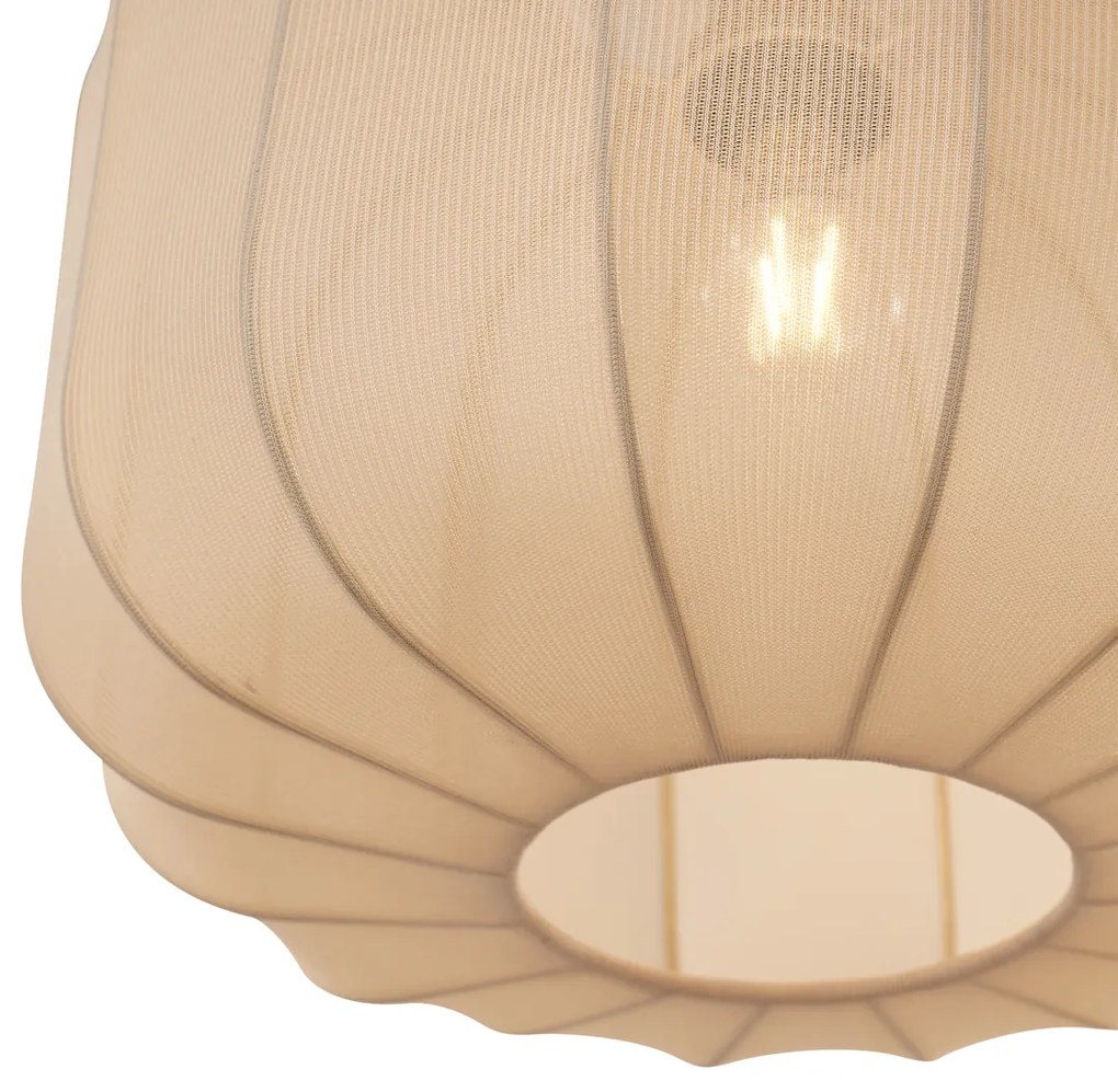 Japandi závesná lampa čierna a zlatá s béžovým tienidlom 3-Lights - Pluni